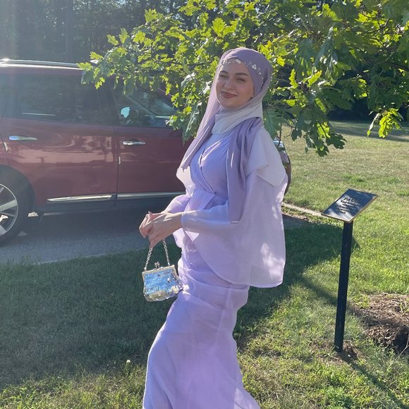 modest lavender evening dress - Picture 1 of 3